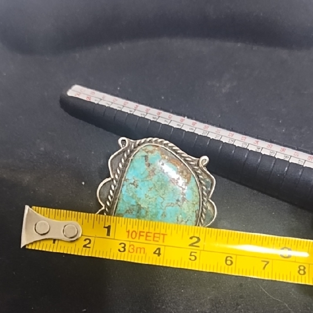 Turquoise Silver Statement Ring - image 7